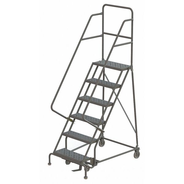 96 in H Steel Rolling Ladder, 6 Steps
