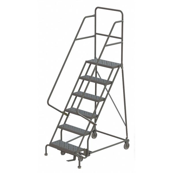 106 in H Steel Rolling Ladder, 7 Steps