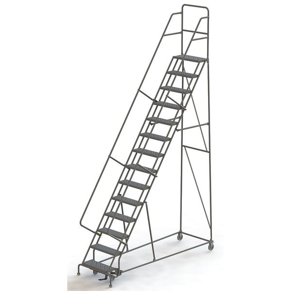 176 in H Steel Rolling Ladder, 14 Steps