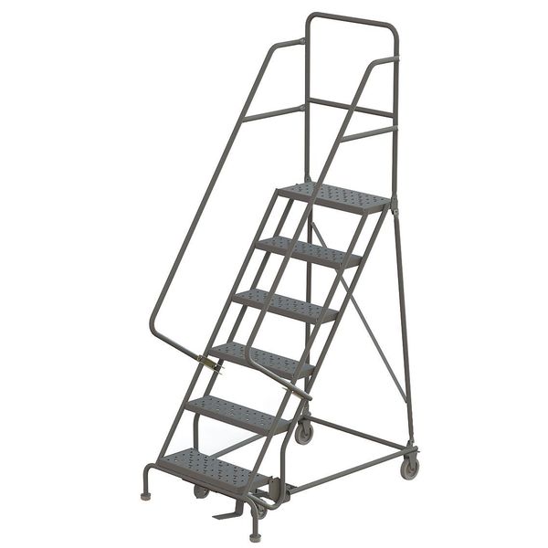 106 in H Steel Rolling Ladder, 7 Steps