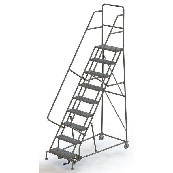 126 in H Steel Rolling Ladder, 9 Steps
