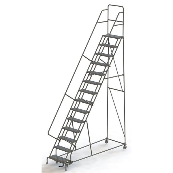 176 in H Steel Rolling Ladder, 14 Steps