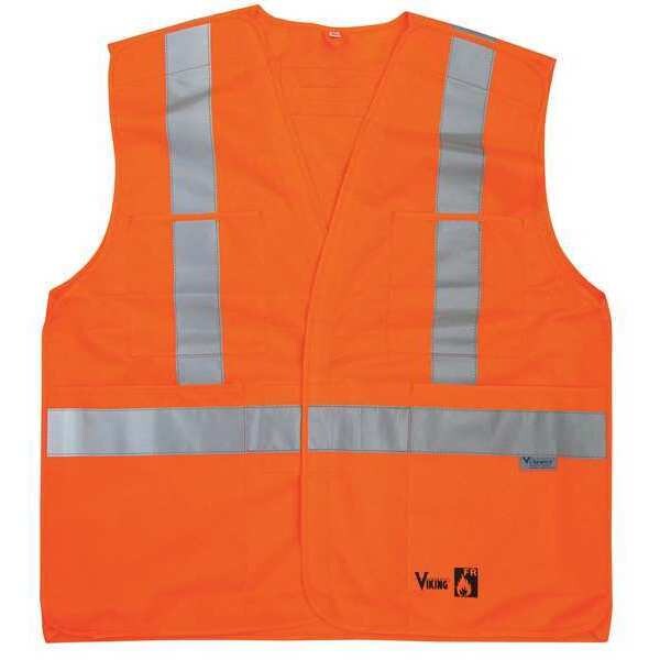 Flame Resist Vest, Class 2, 4XL/5XL, Orange