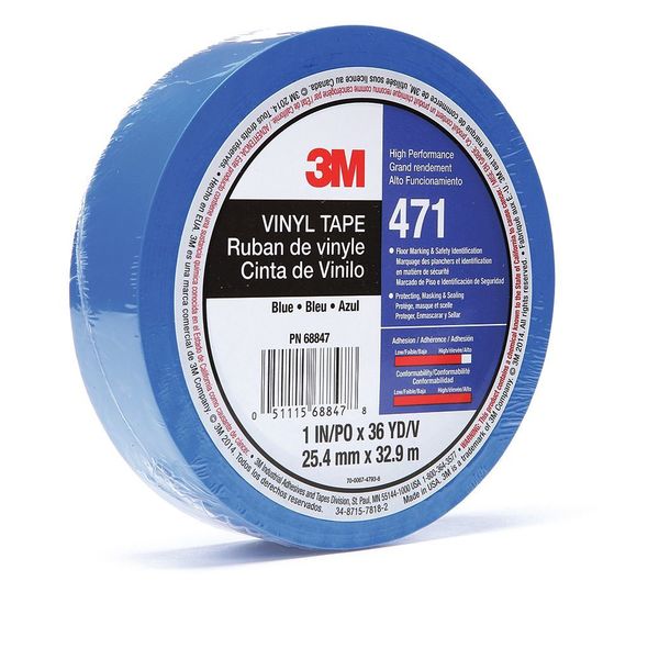 Floor Marking Tape, 1In W, 108 ft. L, Blue