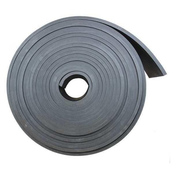 Rubber, SBR, 1/2 Th x 6 In W, 25 Ft, Black