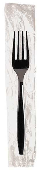 Wrapped Disposable Fork, Black, Heavy Weight, PK1000