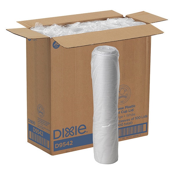 Lid for 12 to 20 oz. Hot Cup, Dome, Sip Through, White, Pk1000