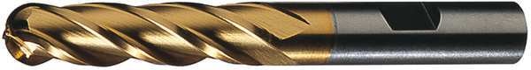 4-Flute HSS Ball Nose Single End MIll Cleveland HG-4B-TN TiN 1/2x1/2x1-1/4x3-1/4