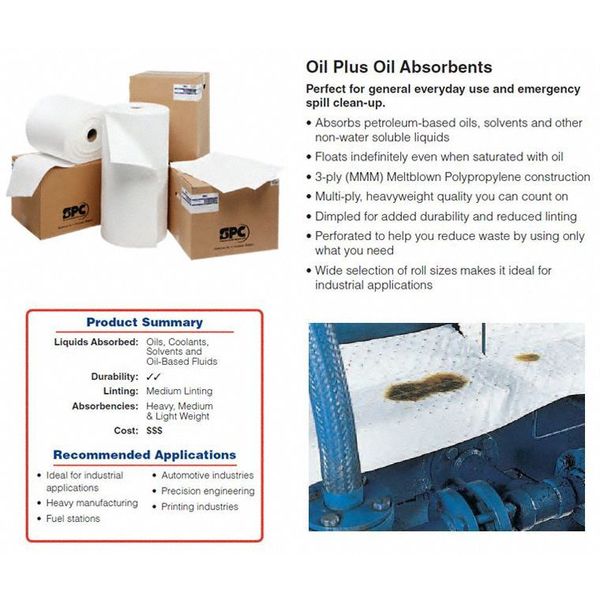 Sorbents, 38 gal/pk, Oil Absorbed, White, Polypropylene