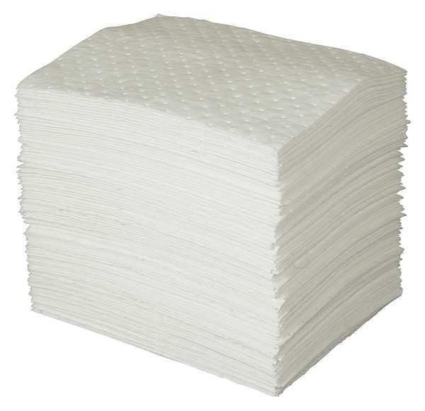 Sorbents, 26 gal/pk, 66 oz/pad, Oil Absorbed, White, Polypropylene, 50 PK