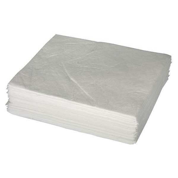 Sorbents, 9 gal. Oil Absorbed, White, Polypropylene, 50 PK