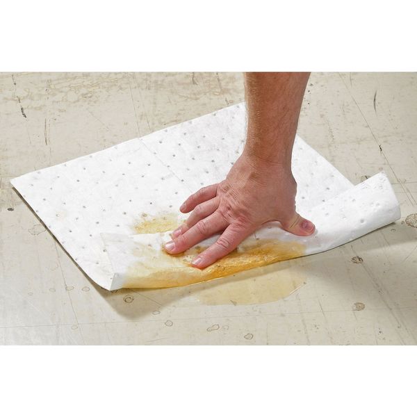 Sorbents, 18 gal/pk, Oil Absorbed, White, Polypropylene