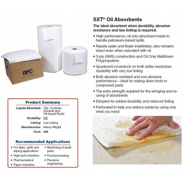 Sorbents, 18 gal/pk, Oil Absorbed, White, Polypropylene