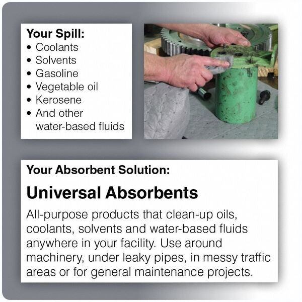 Sorbents, 49 gal. Universal Absorbed, Gray, Polypropylene