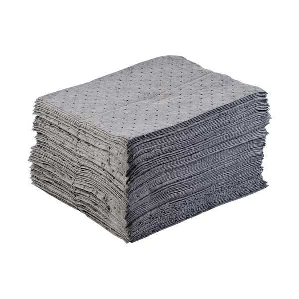 Sorbents, 20 gal/pk, 25 oz/pad, Universal Absorbed, Gray, Polypropylene, 100 PK