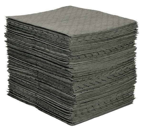 Sorbents, 26 gal/pk, 0.26 gal/pad, Oil Absorbed, Gray, Polypropylene, 100 PK