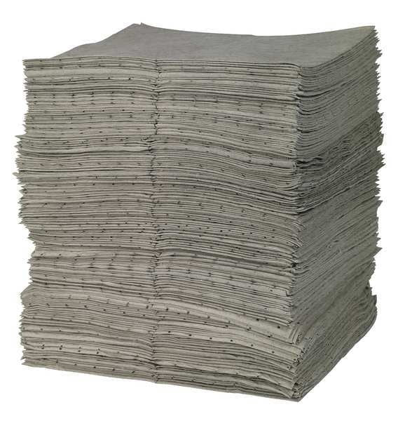Sorbents, 34 gal/pk, 21 oz/pad, Universal Absorbed, Gray, Polypropylene, 200 PK