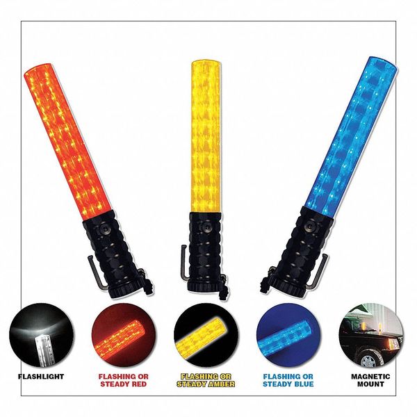 LED 3-Stage Safety Baton, Red w/Clear Tip