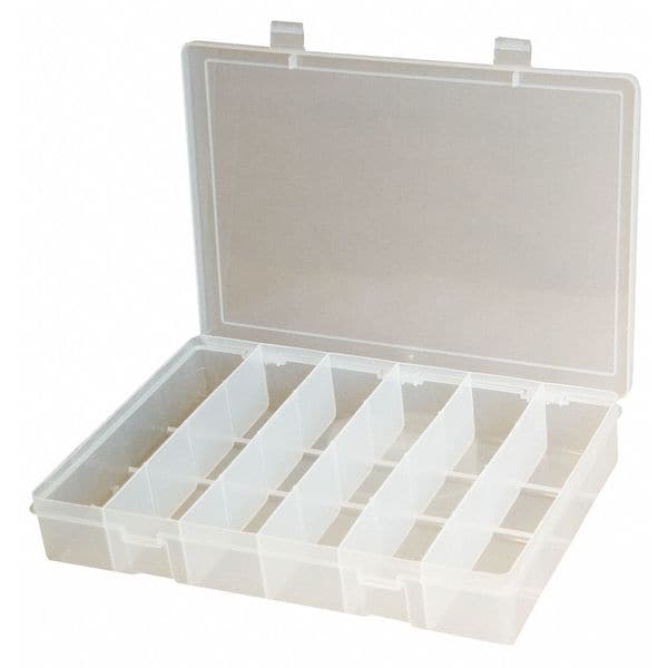 Compartment Box with 6 compartments, Plastic, 1 3/4 in H x 10-13/16 in W