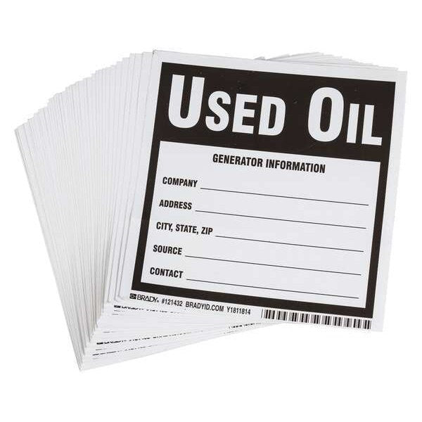 Waste Label, Vinyl, 6 In. H, 6 In. W, PK100