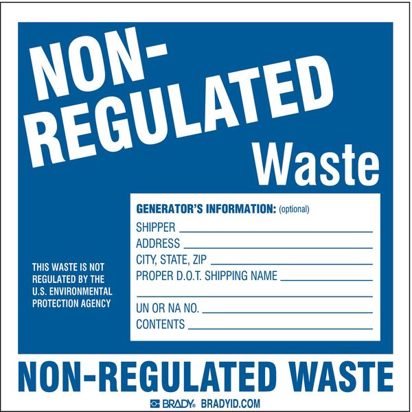 Hazardous Waste Label, White/Blue, PK100