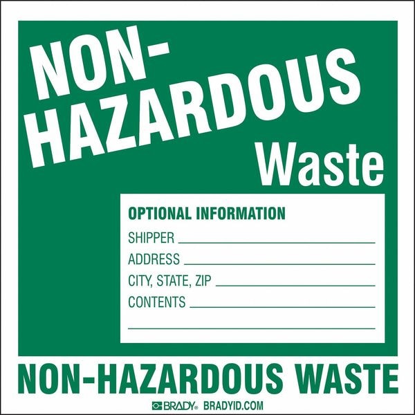 Non Hazardous Waste Label, 6 In. H, PK50