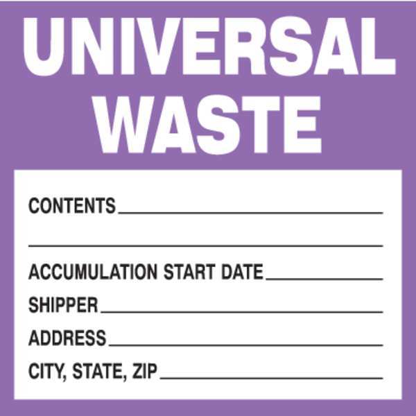 Waste Label, 6 In. H, PK100