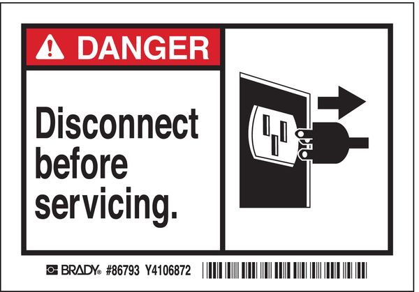 Machine/Equipment Label, 3 1/2 in Height, 5 in English, 86793