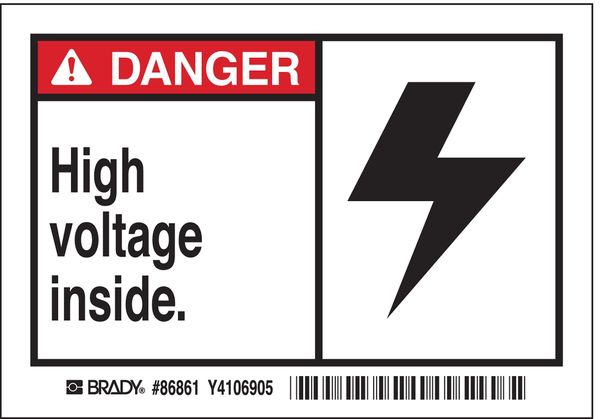 Machine/Equipment Label, 3 1/2 In. H, PK5