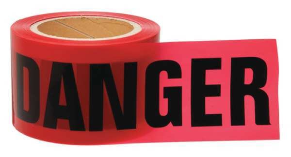 Barricade Tape, Red/Black, 200 ft x 3 In