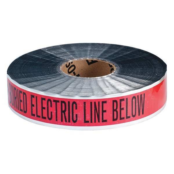 Detectble Underground Tape, Rd/Blk, 1000ft