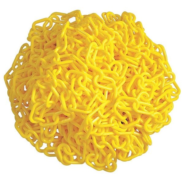 Plastic Chain, Polyethylene, 100 ft L, 1-1/2 in Link W, Yellow