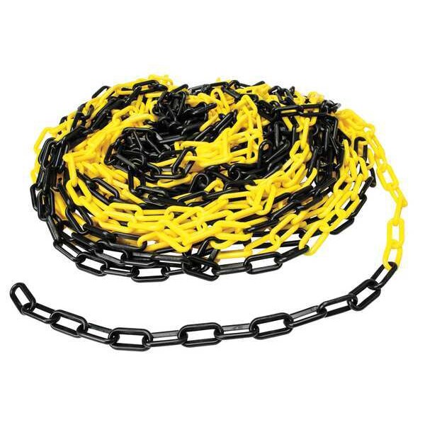 Plastic Chain, 2 In x 100 ft, Black/Yellow