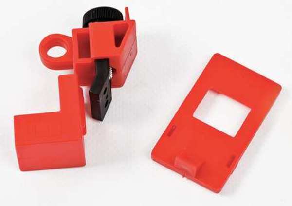 Clamp-On Circuit Breaker Lockout, No Hole, 120/277V AC, Red