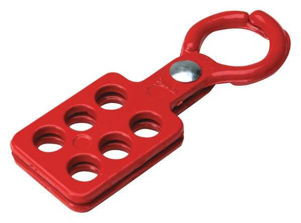 Lockout Hasp, Standard, 6 Lock, Red