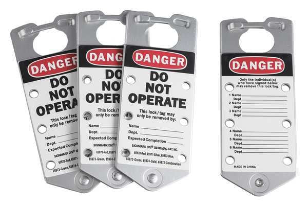 Lockout Hasp, 6 Lock, Silver, PK5