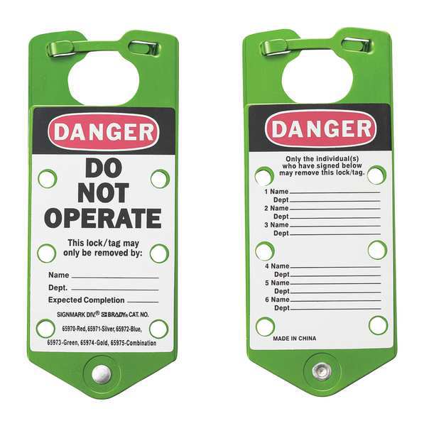 Lockout Hasp, 6 Lock, Green, PK5