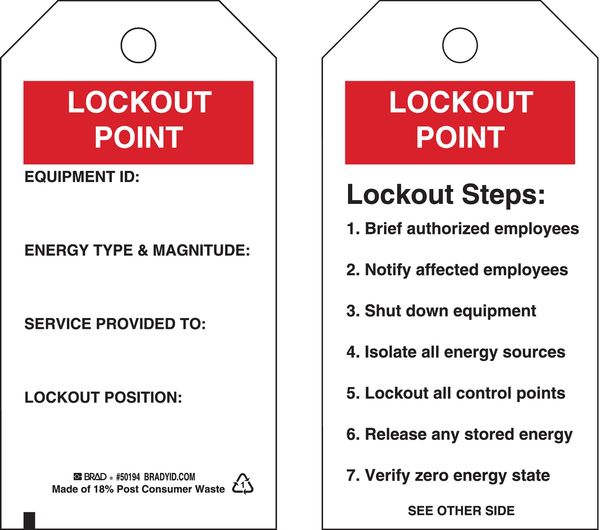 Lockout Tag, 5-3/4 x 3 In, OSHA, Met, PK10
