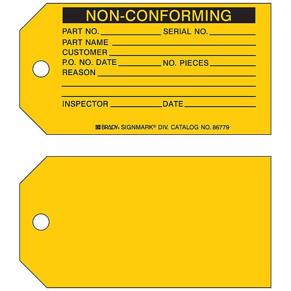 Non-Conforming Tag, 3 x 5-3/4 In, PK100