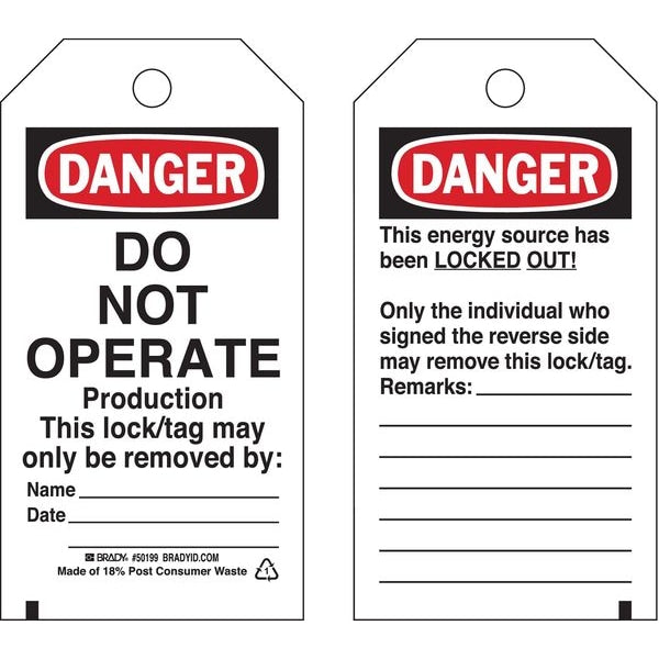 Danger Tag, 5-3/4 x 3 In, Cardstock, PK25