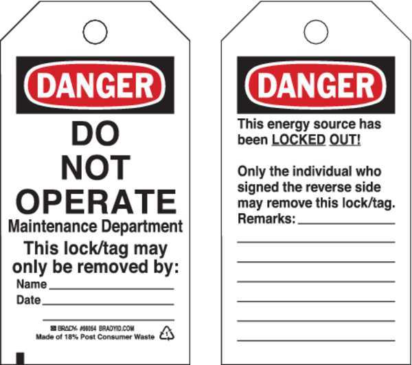Danger Tag, 5-3/4 x 3 In, Cardstock, PK25