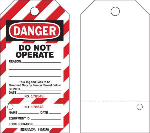 Danger Tag, 5-3/4 x 3 In, Rld Brs, PK25
