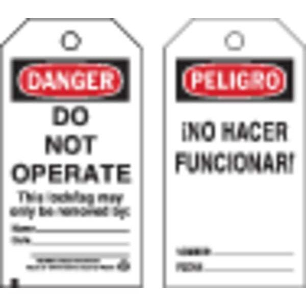 Danger Bilingual Tag, 5-3/4 x 3 In, PK25, 65440