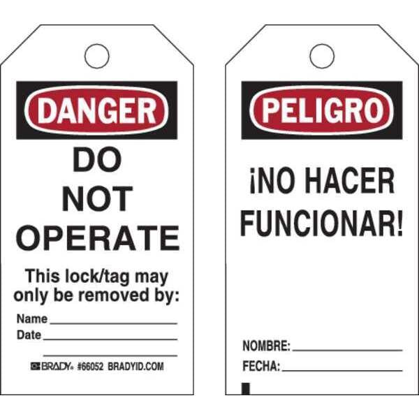 Danger Tag, 5-3/4 x 3 In, OSHA, 3/8 In, PK25