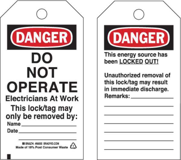 Danger Tag, 5-3/4 x 3 In, OSHA, 3/8 In, PK25