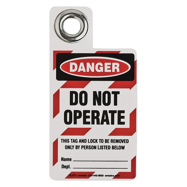 Danger Tag, 3 x 2 In, Bk and R/Wht, Met