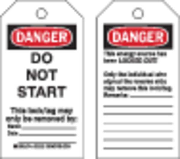Danger Tag, 5-3/4 x 3 In, Cardstock, PK25