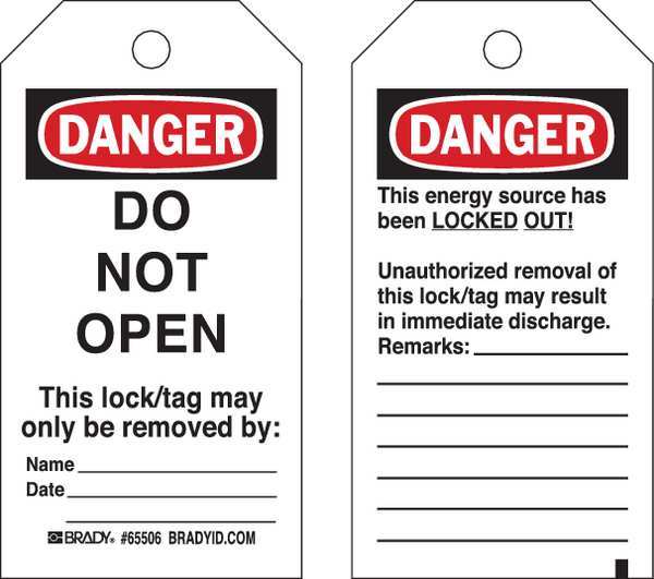 Danger Tag, 5-3/4 x 3 In, Cardstock, PK25