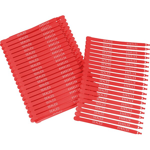 Lock Seal, Plastic, Red, PK100