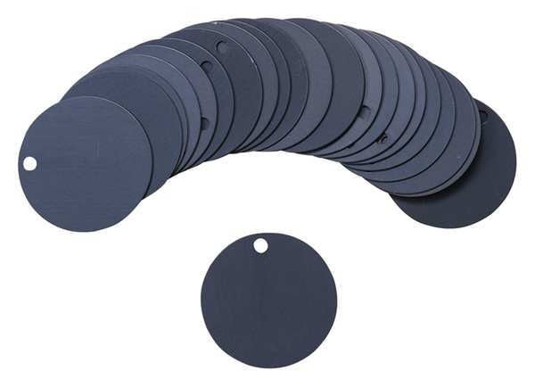 Blk Tag, 2 x 2 In, Bk, Al, Rnd, 3/16 In, PK25